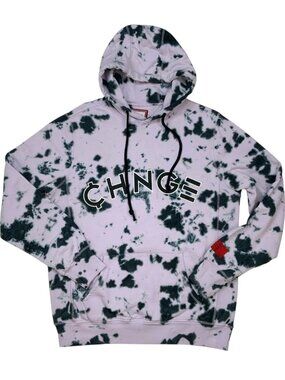 CHNGE Violet Splotch Tie dye University Hoodie Sweatshirt M